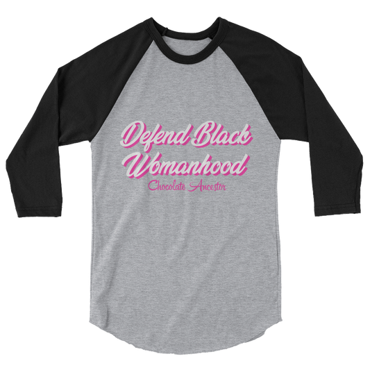 Defend Black Womanhood Unisex 3/4 sleeve raglan shirt - Chocolate Ancestor