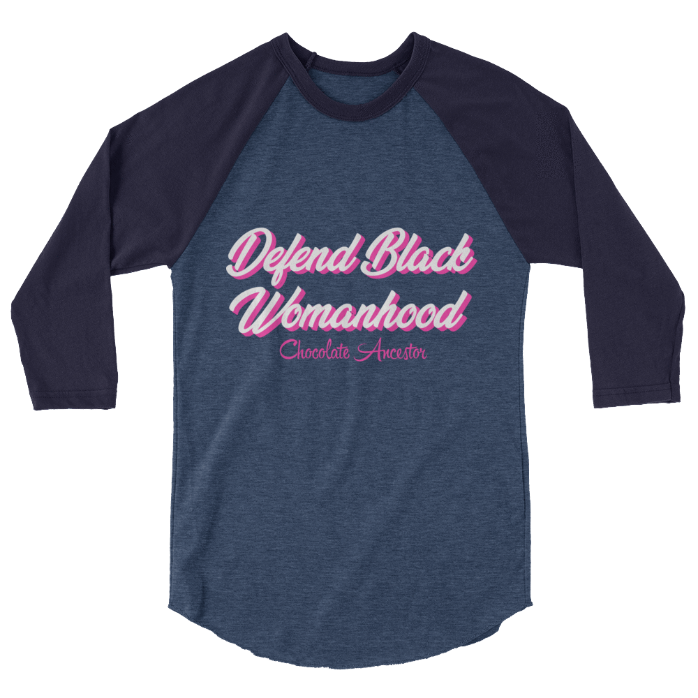 Defend Black Womanhood Unisex 3/4 sleeve raglan shirt - Chocolate Ancestor