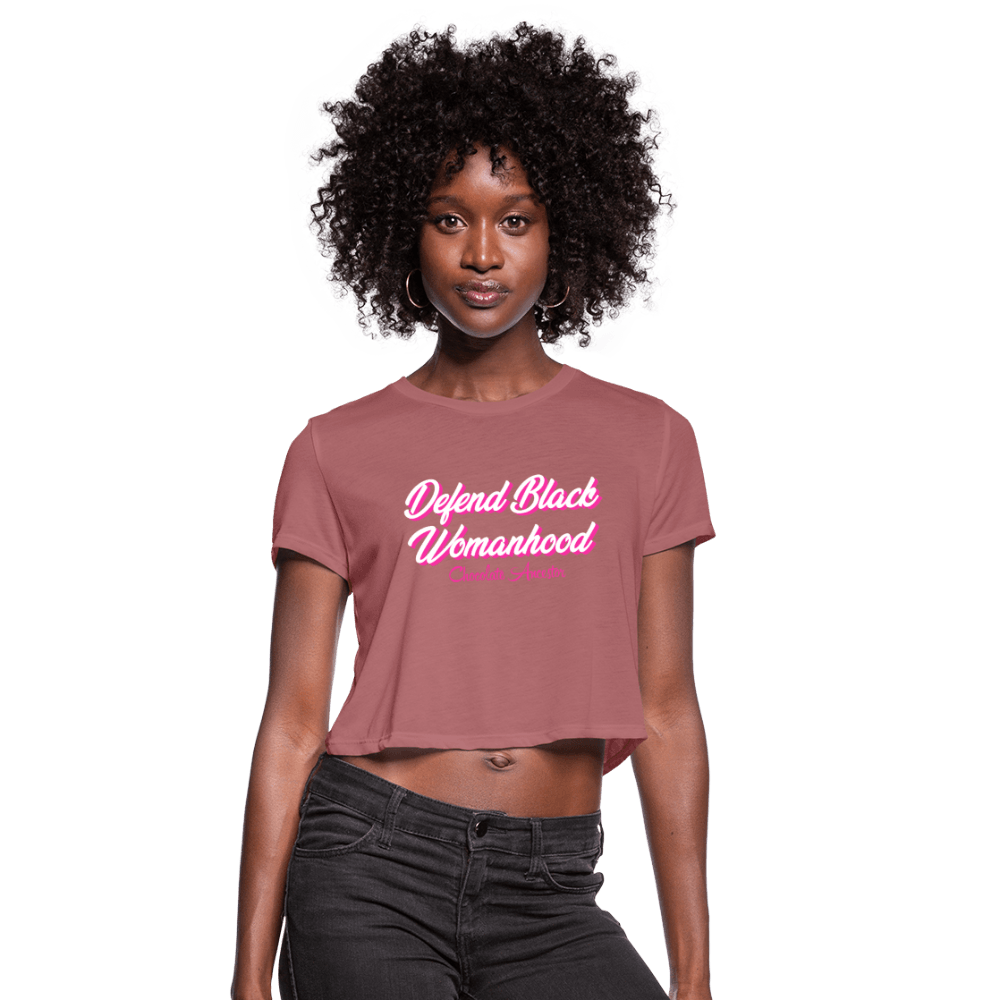Defend Black Womanhood Women's Crop Top (Style 2) - Chocolate Ancestor