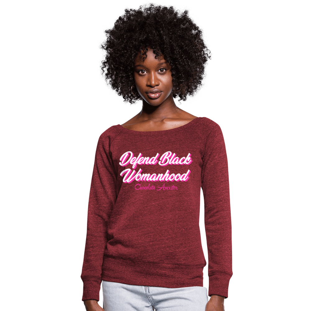 Defend Black Womanhood Women's Wideneck Sweatshirt - Chocolate Ancestor
