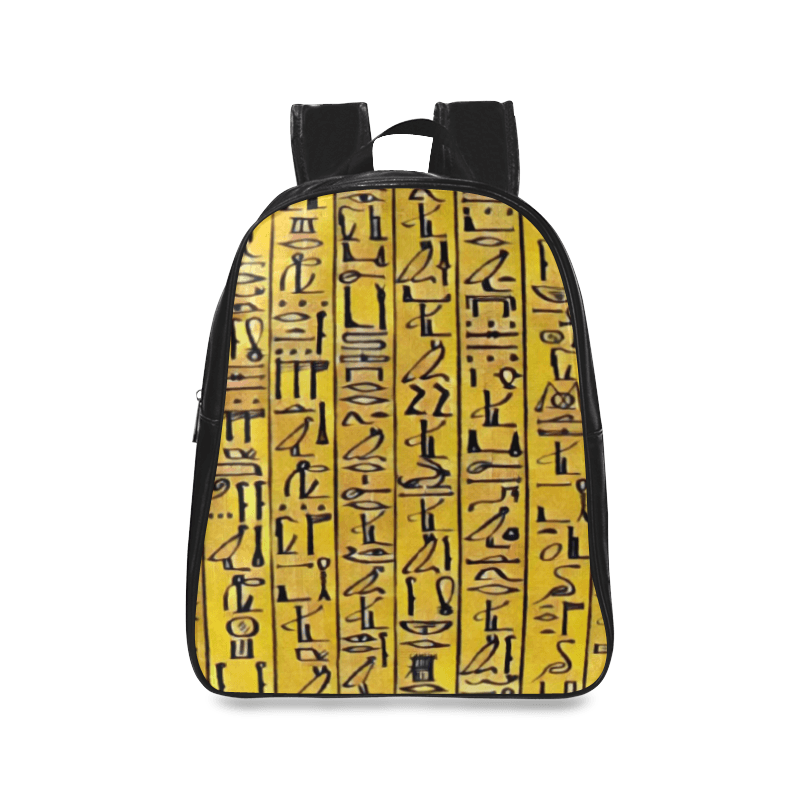 Egyptian Hieroglyphics Leather Bookbag - Chocolate Ancestor