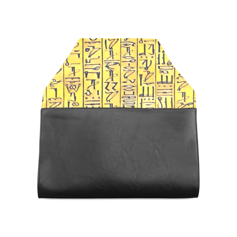 Egyptian Hieroglyphics Leather Clutch Bag - Chocolate Ancestor