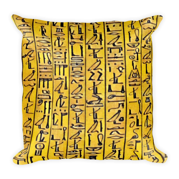 Egyptian Hieroglyphics Pillow - Chocolate Ancestor