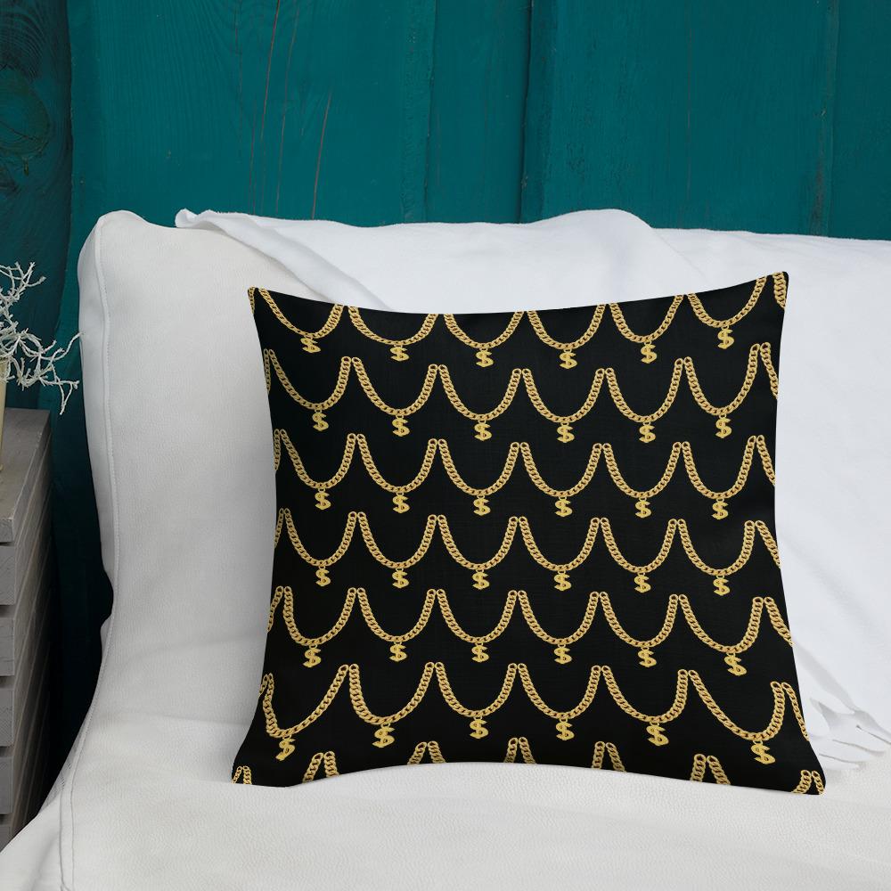 Gold Chain Pattern Pillow - Chocolate Ancestor