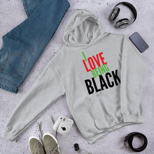 I love Being Black (Bold) Unisex Hooded Sweatshirt - Chocolate Ancestor