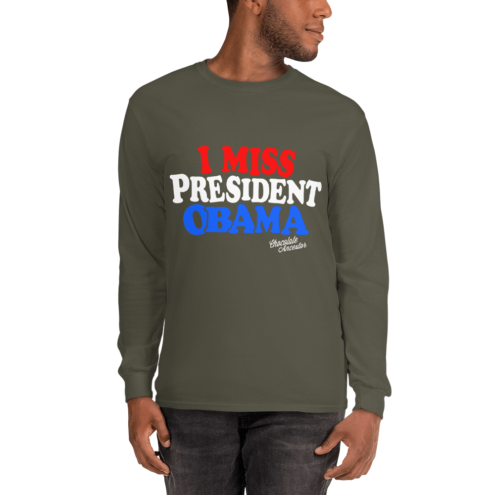 I Miss President Obama (RWB) Unisex Long Sleeve T-Shirt - Chocolate Ancestor