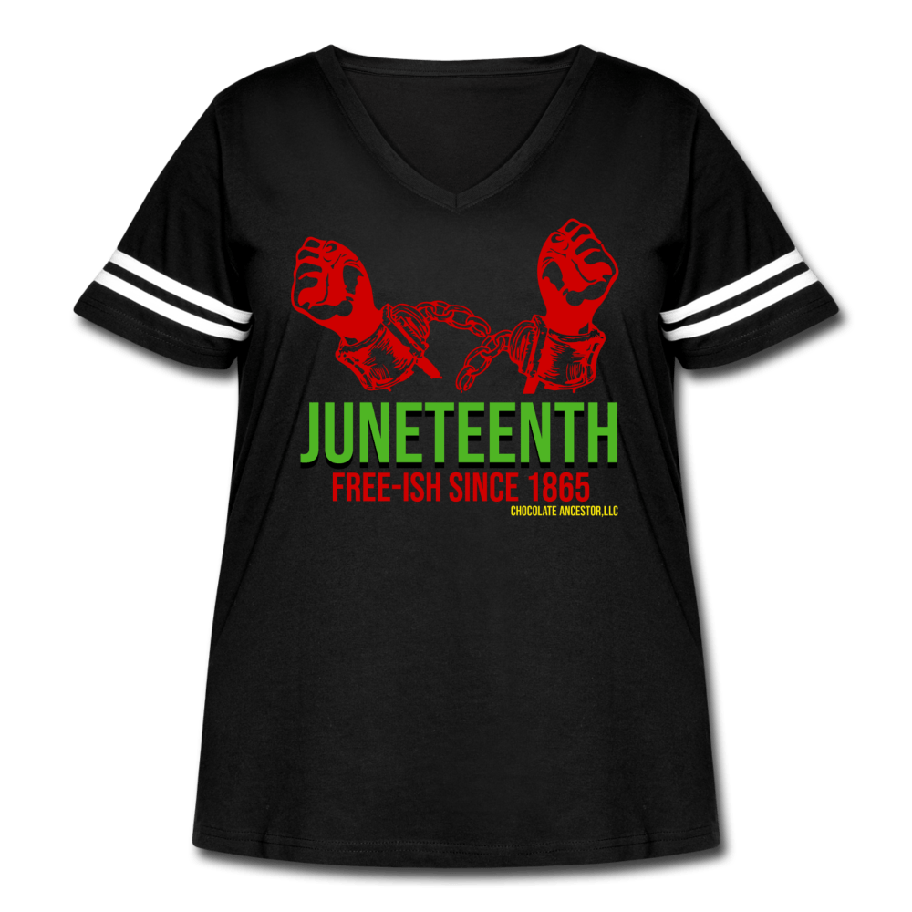 Juneteenth Free-ish Since 1865 Women's Curvy Vintage Sport T-Shirt - Chocolate Ancestor