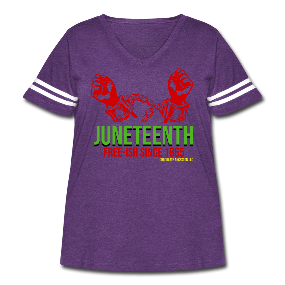 Juneteenth Free-ish Since 1865 Women's Curvy Vintage Sport T-Shirt - Chocolate Ancestor