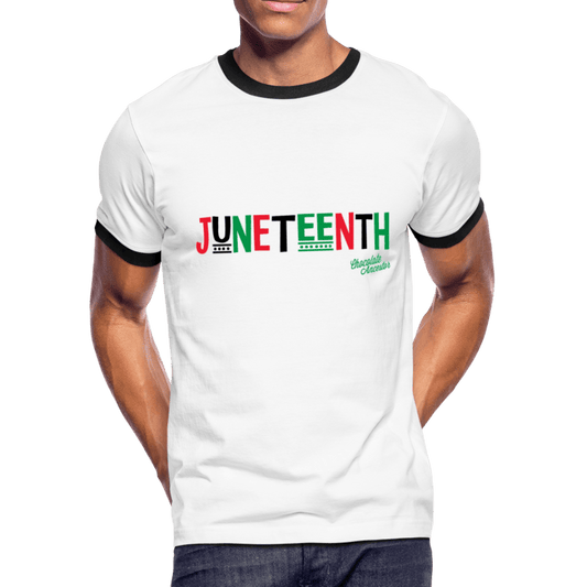 Juneteenth Pan African RBG Unisex Ringer T-Shirt - Chocolate Ancestor