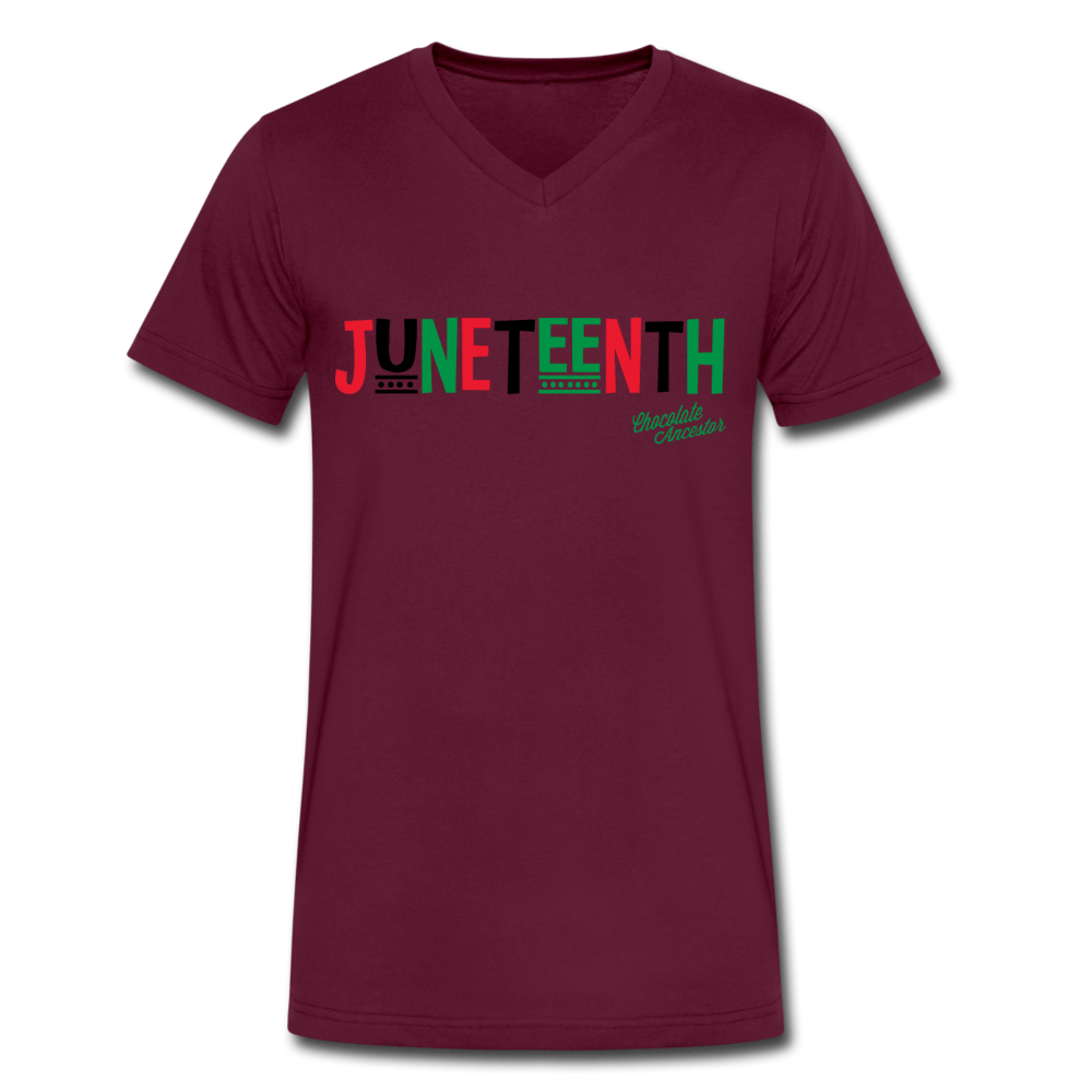Juneteenth Pan African Unisex V-Neck T-Shirt - Chocolate Ancestor