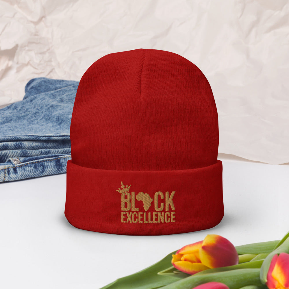 Black Excellence (Gold) Knit Beanie