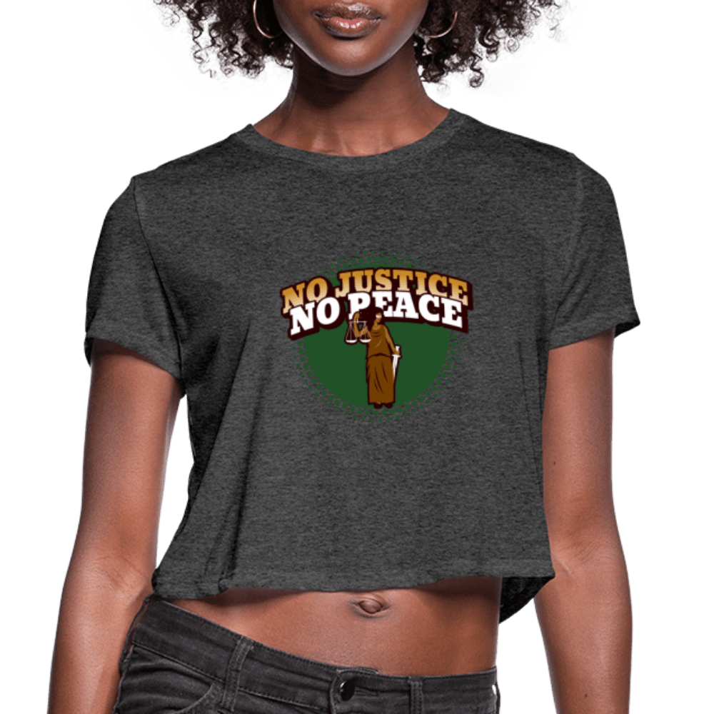 No Justice No Peace Women's Crop Top (Style 2) - Chocolate Ancestor