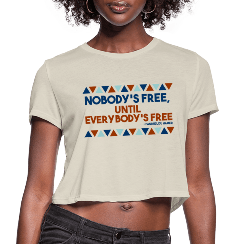 Nobody's Free Until Everybody's Free Fannie Lou Hamer Women's Crop Top (Style 2) - Chocolate Ancestor