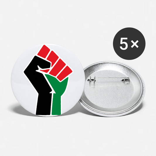 Pan African Black Power Fist RBG Buttons large 2.2'' (5-pack) - Chocolate Ancestor