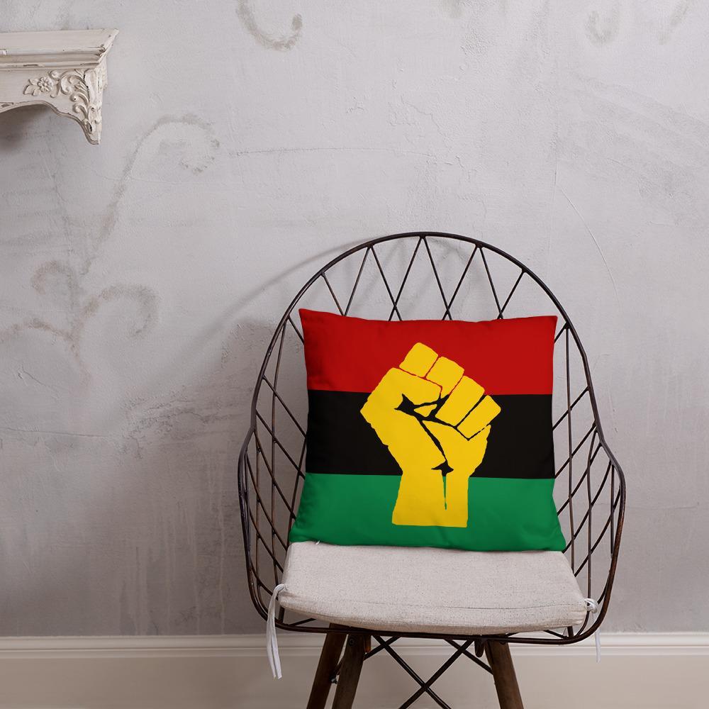 Pan African RBG Flag w/ Yellow Fist Pillow - Chocolate Ancestor