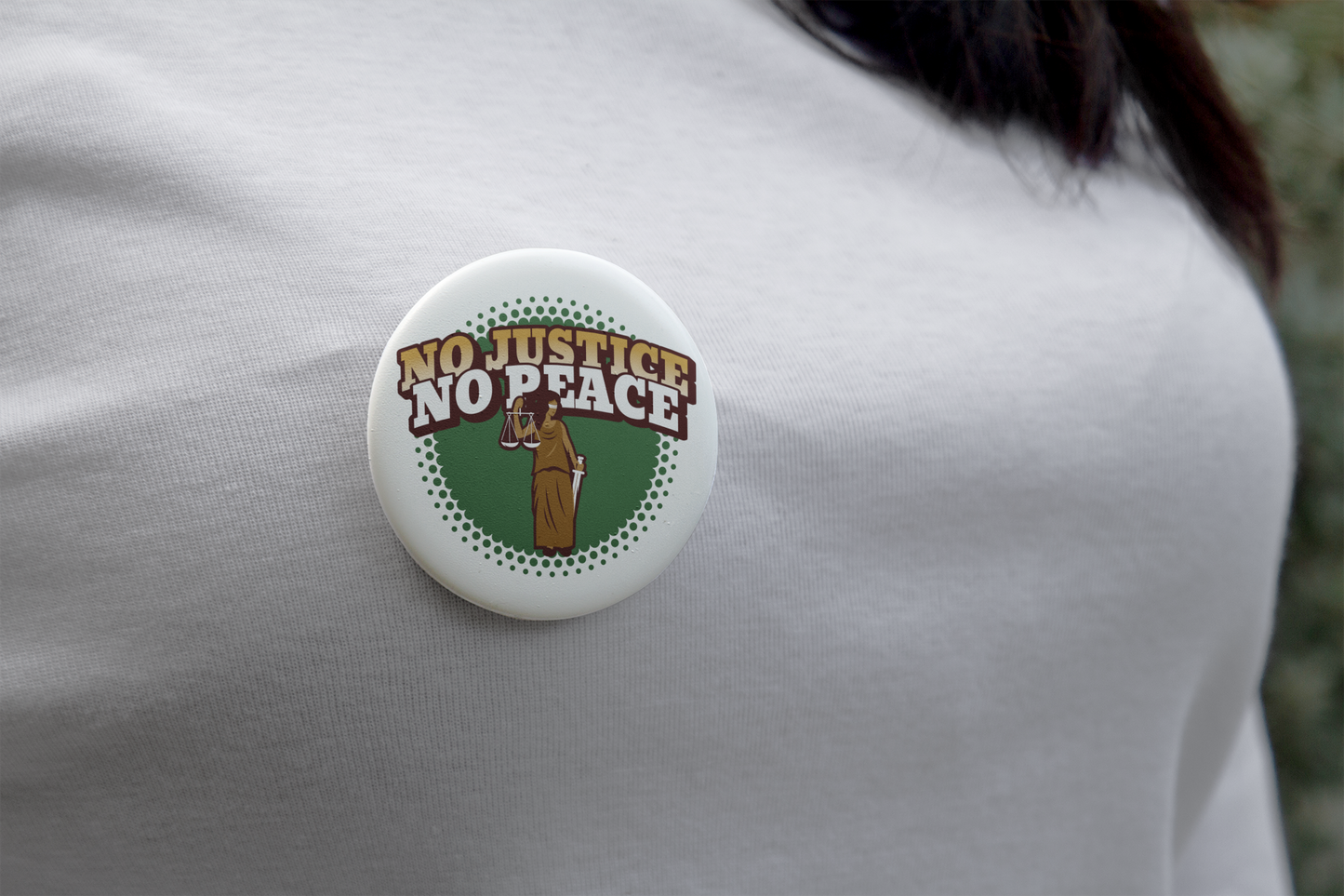No Justice No Peace Buttons large 2.2'' (5-pack)