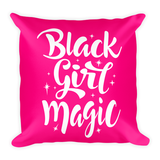 Pink Black Girl Magic Square Pillow - Chocolate Ancestor