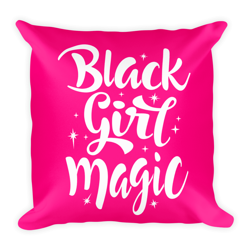 Pink Black Girl Magic Square Pillow - Chocolate Ancestor