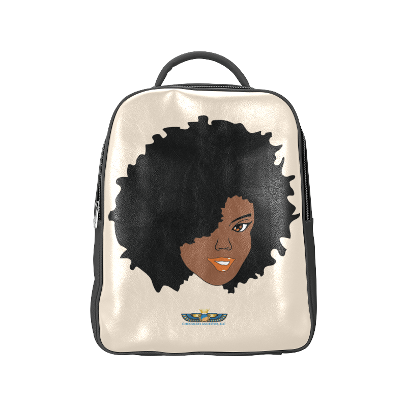 Plush Afro Diva Leather Bookbag - Chocolate Ancestor