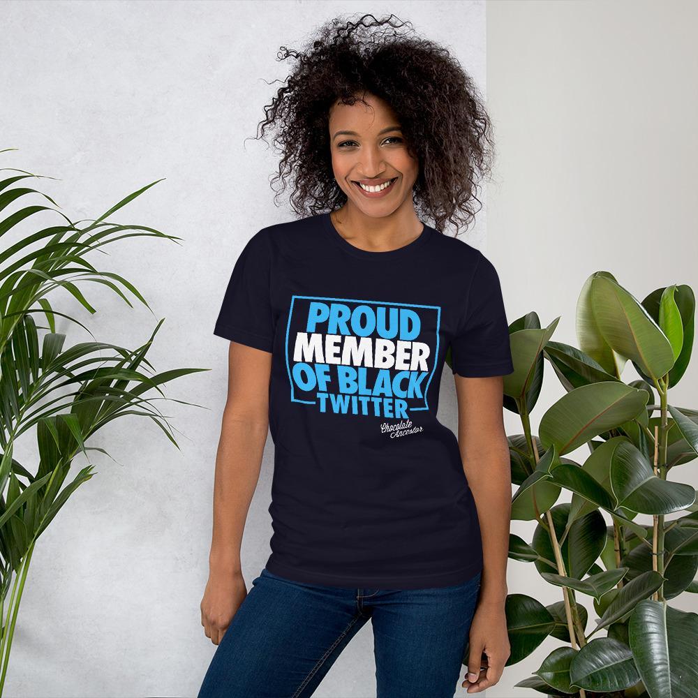 Proud Member of Black Twitter (Blue/White) Short-Sleeve Unisex T-Shirt - Chocolate Ancestor