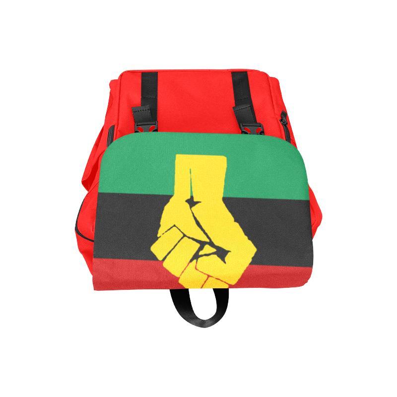 RBG Flag w/ Yellow Fist Shoulders Bookbag - Chocolate Ancestor