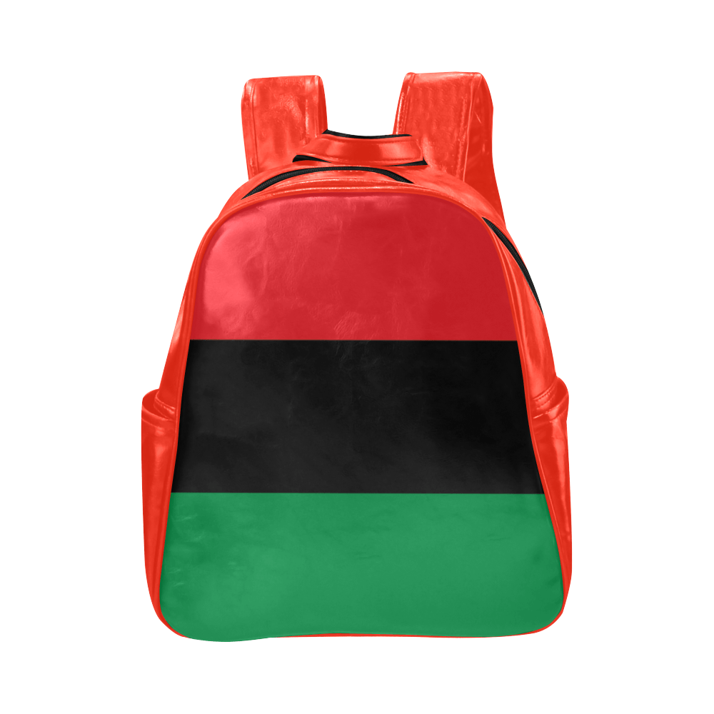 RBG Pan-African Flag Multi-pocket Leather Bookbag - Chocolate Ancestor