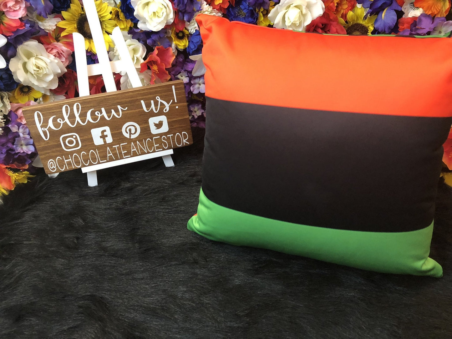 RBG Pan African Flags Reversible Pillow - Chocolate Ancestor