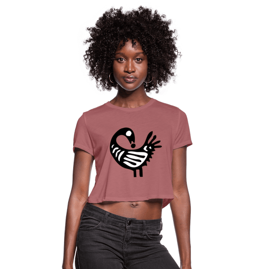 Sankofa Bird Women's Crop Top (Style 2) - Chocolate Ancestor