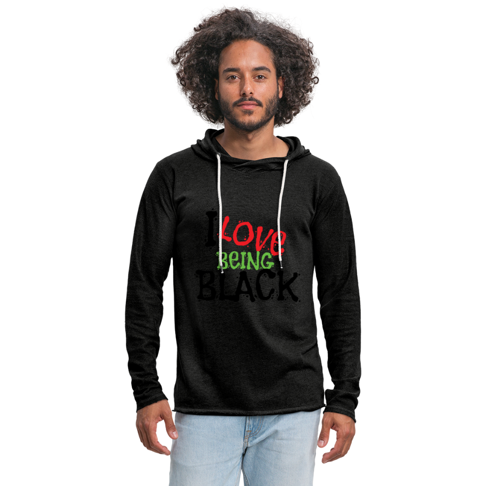 I Love Being Black Unisex Lightweight Terry Hoodie - charcoal gray