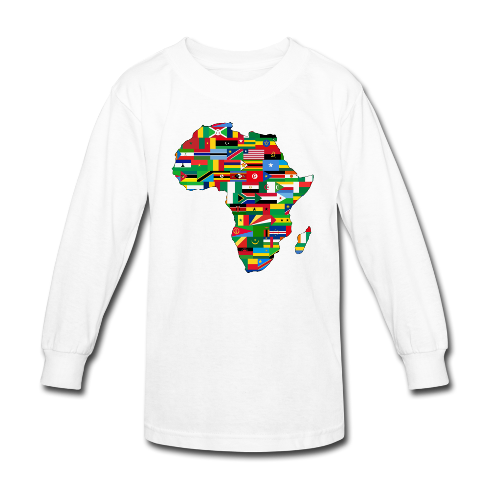 African Flags Kids' Long Sleeve T-Shirt - white