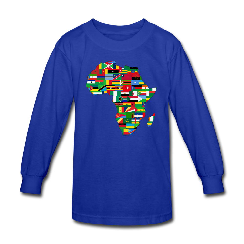 African Flags Kids' Long Sleeve T-Shirt - royal blue