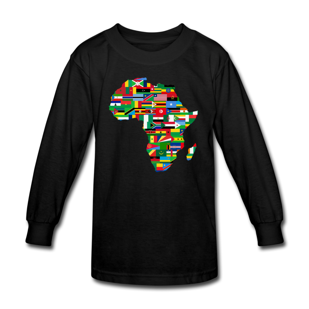 African Flags Kids' Long Sleeve T-Shirt - black