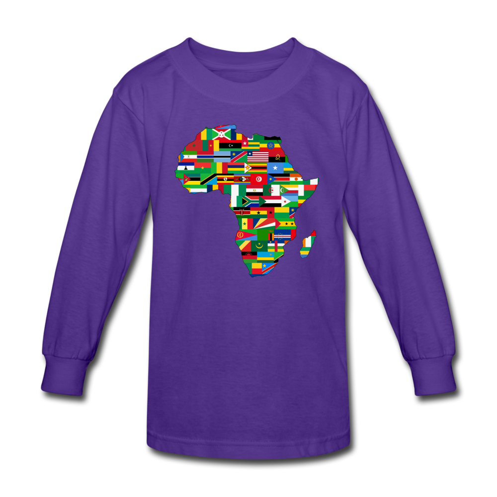 African Flags Kids' Long Sleeve T-Shirt - dark purple