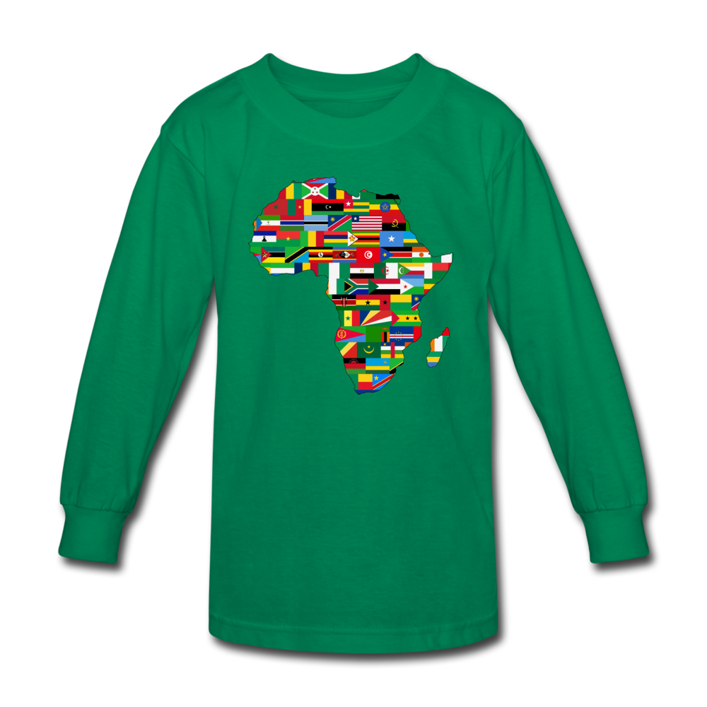 African Flags Kids' Long Sleeve T-Shirt - kelly green