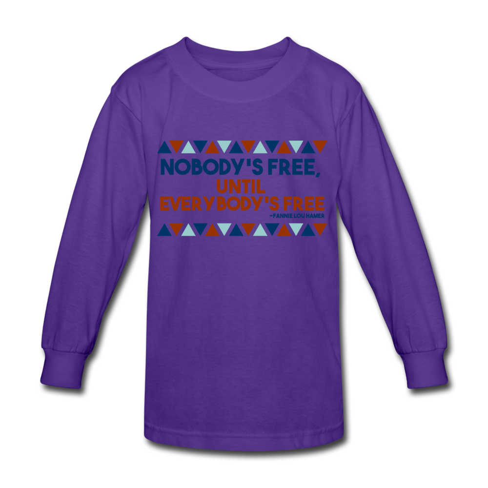 Nobody's Free Until Everybody's Free Fannie Lou Hamer Kids' Long Sleeve T-Shirt - dark purple