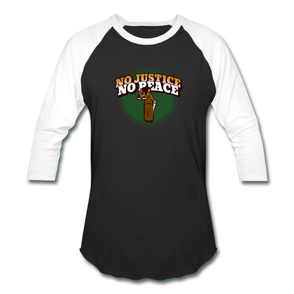 No Justice No Peace Unisex Baseball T-Shirt - black/white
