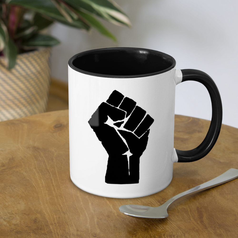 Black Power Fist Mug with Color Inside - white/black