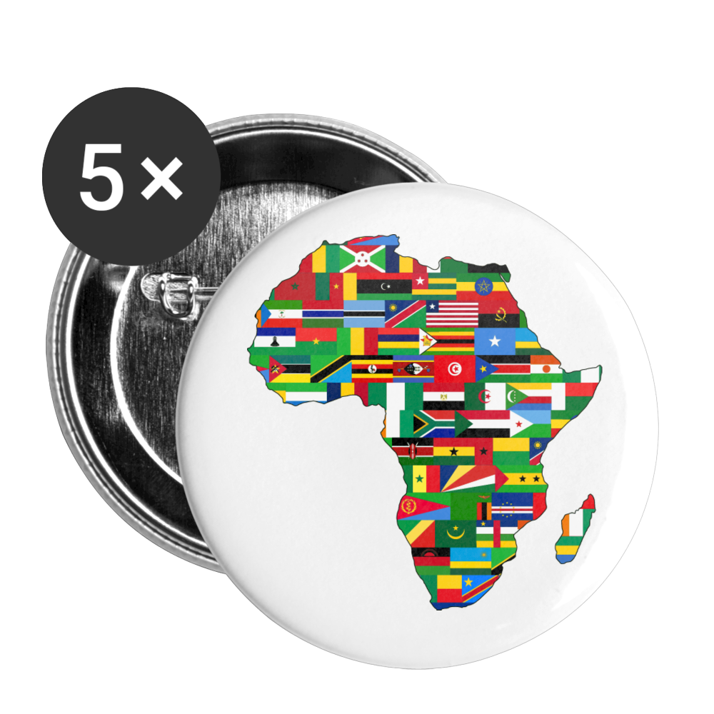 African Flags Buttons large 2.2'' (5-pack) - white
