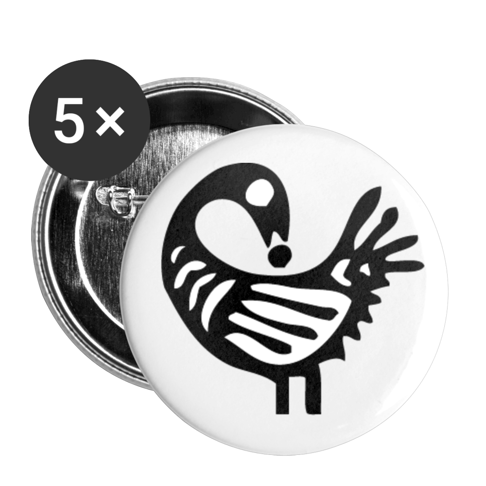 Sankofa Bird Buttons large 2.2'' (5-pack) - white