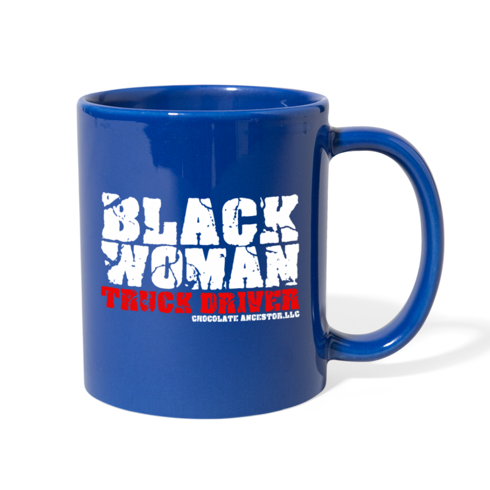 Black Woman Truck Driver Full Color Mug - royal blue