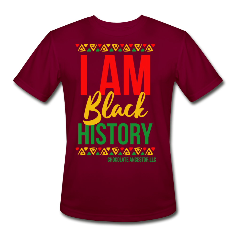 I Am Black History Moisture Wicking Performance T-Shirt - burgundy