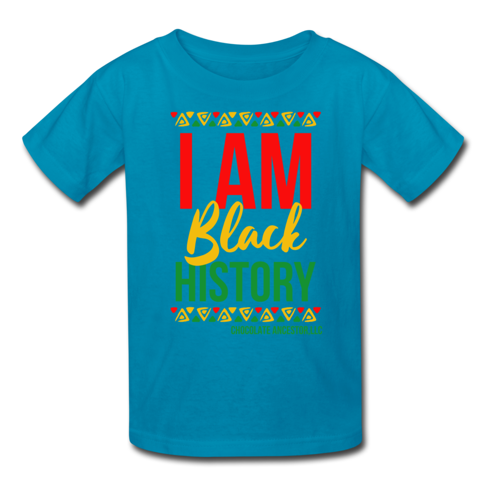 I Am Black History Kids' T-Shirt (Style 2) - turquoise