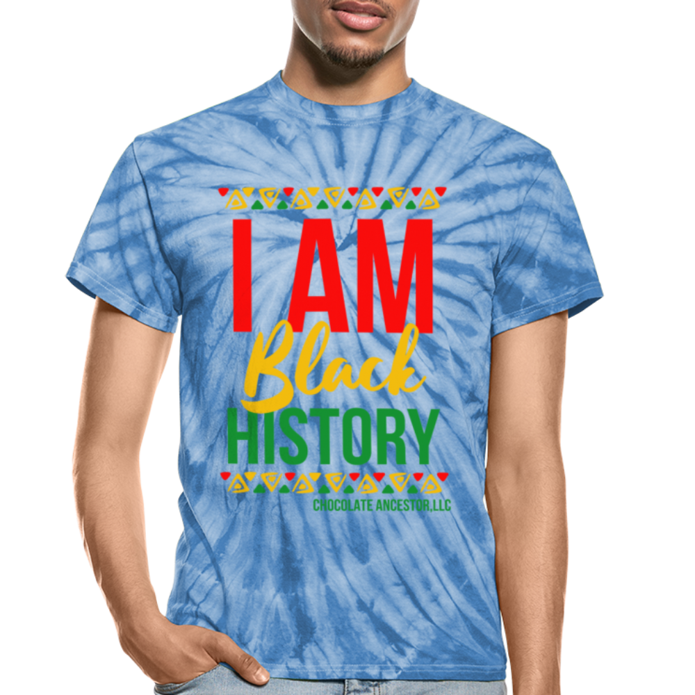 I Am Black History Unisex Tie Dye T-Shirt - spider baby blue