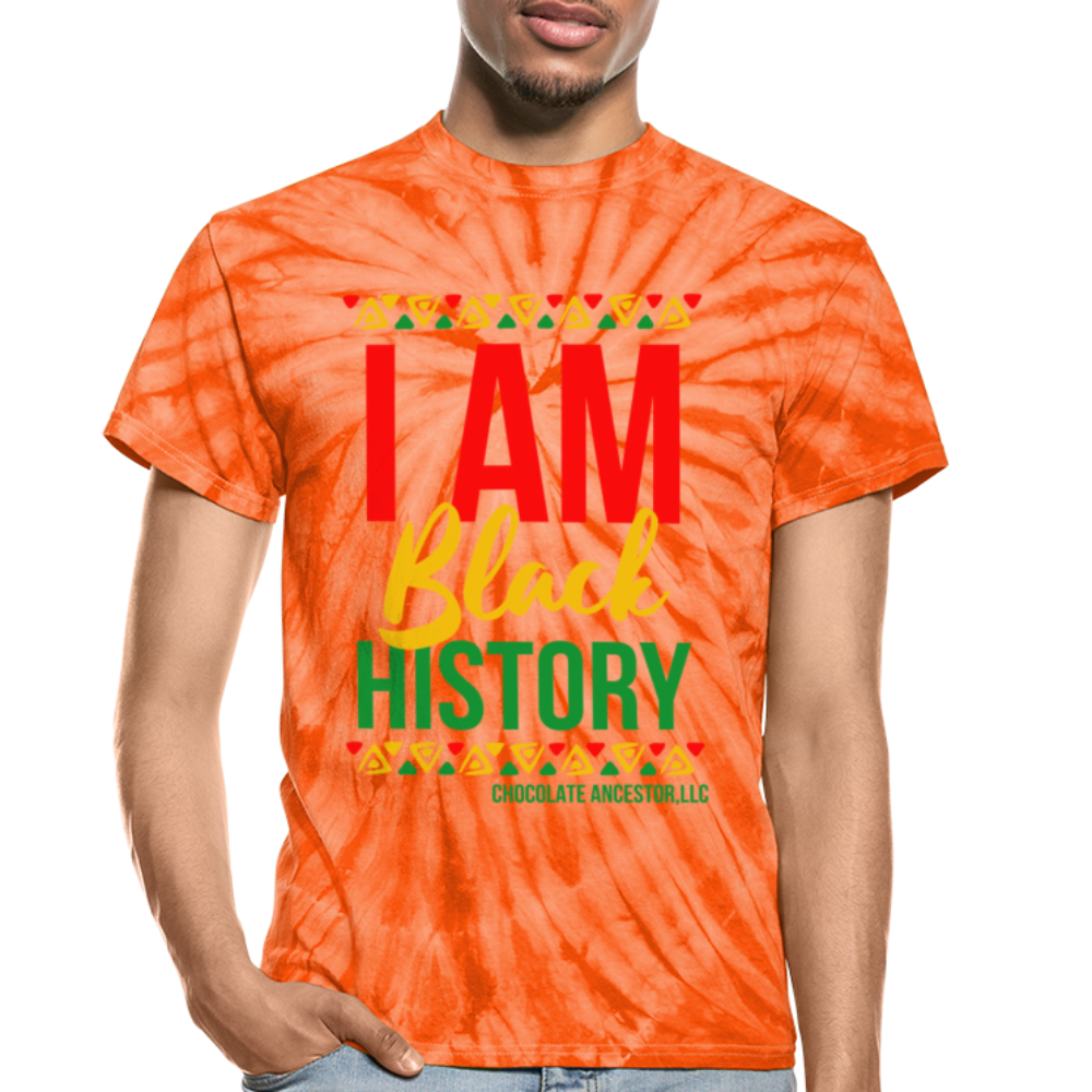 I Am Black History Unisex Tie Dye T-Shirt - spider orange