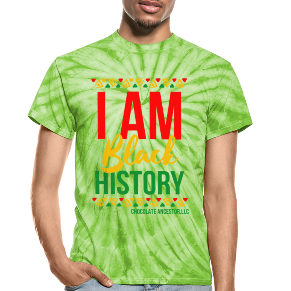 I Am Black History Unisex Tie Dye T-Shirt - spider lime green