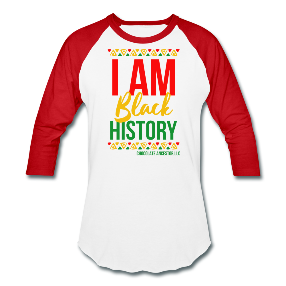 I Am Black History Unisex Baseball T-Shirt - white/red