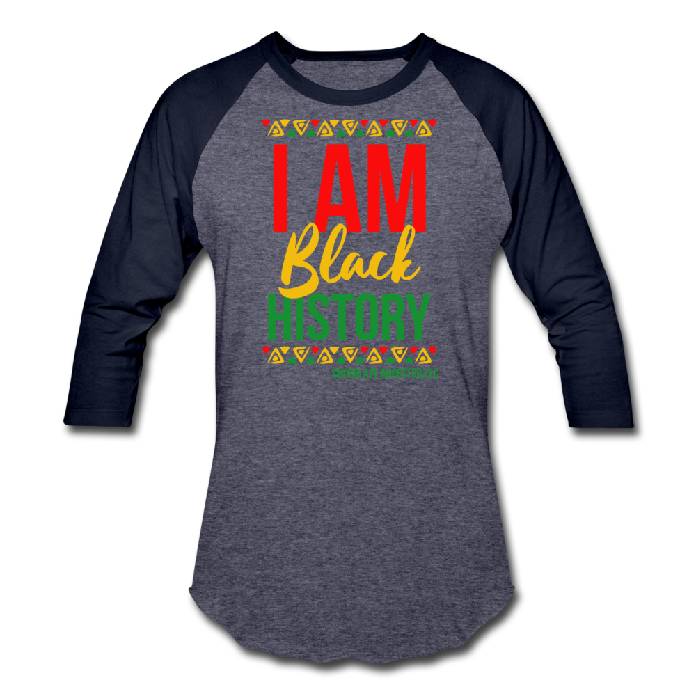I Am Black History Unisex Baseball T-Shirt - heather blue/navy