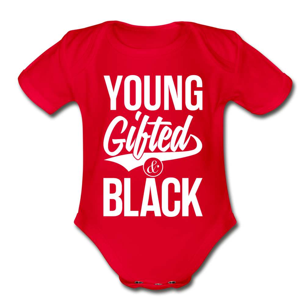 Young Gifted & Black Organic Short Sleeve Baby Bodysuit - red
