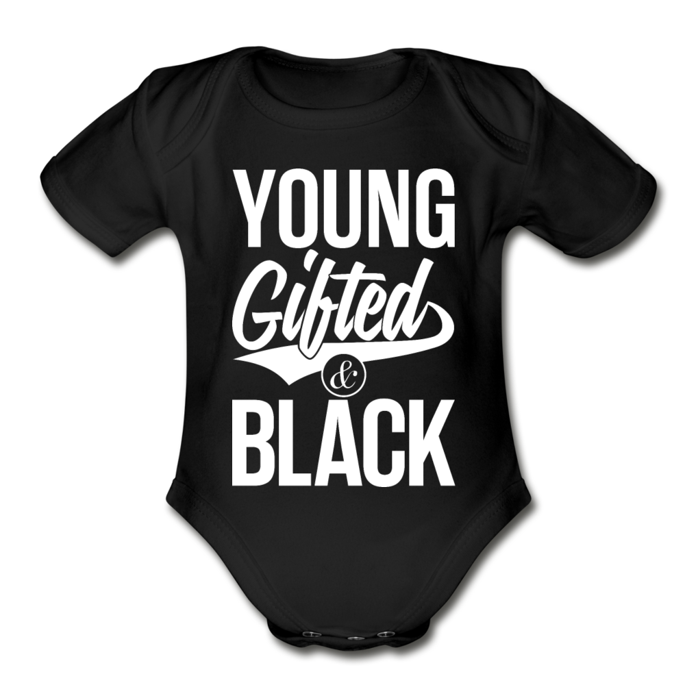 Young Gifted & Black Organic Short Sleeve Baby Bodysuit - black