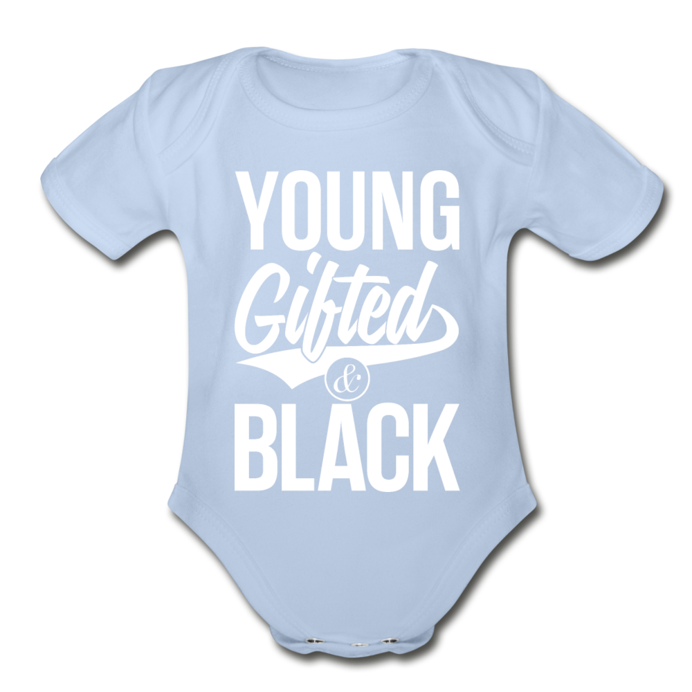 Young Gifted & Black Organic Short Sleeve Baby Bodysuit - sky